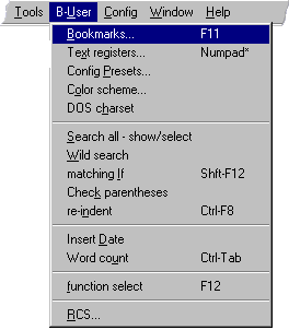 User menu for Basic