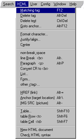 HTML menu