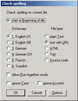 Aspell.vdm main dialog