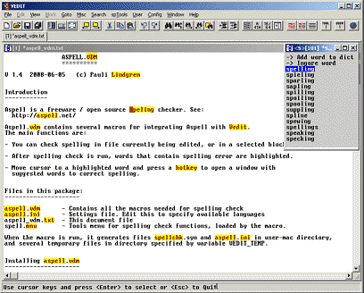 Aspell.vdm screen-shot - Click for full size image