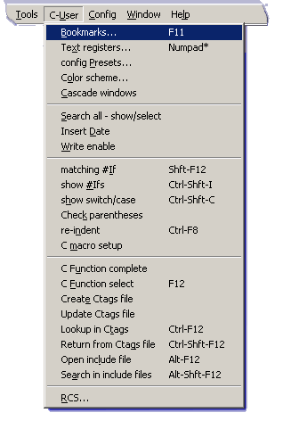 C user menu