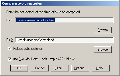 Main dialog of compdir.vdm