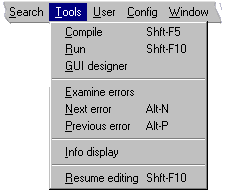Tools (compile) menu for RapidQ