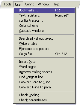 User menu