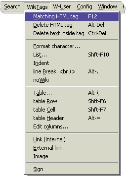 WikiTags menu (wiki_tools.mnu)